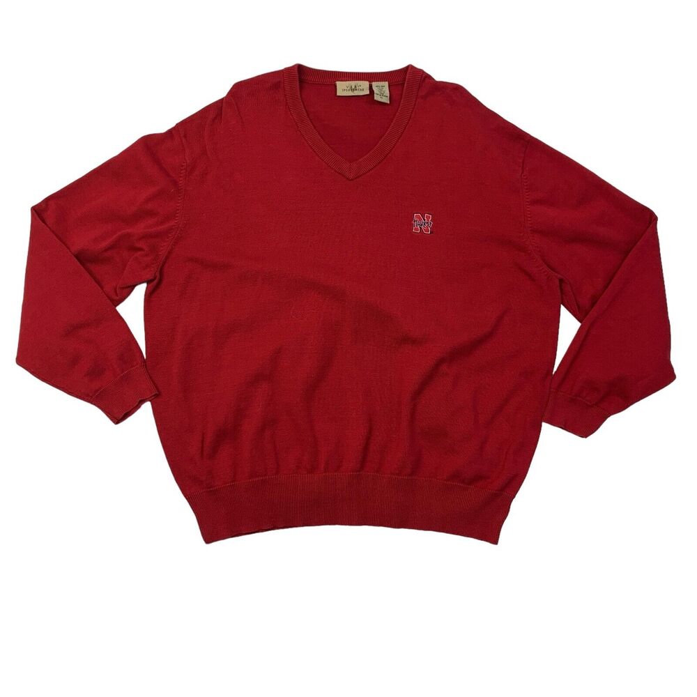 Vintage Nebraska Cornhuskers Knit Sweater Mens XL Pima Cotton Vesi Sportswear